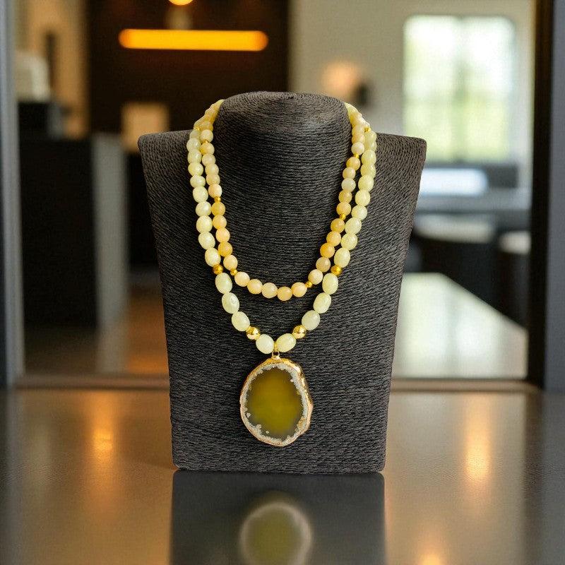 Golden Cascade Layered Necklace | Yellow Aventurine Stone - For Women | Includes: Necklace