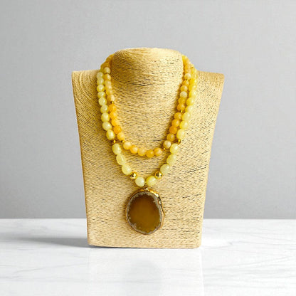 Golden Cascade Layered Necklace | Yellow Aventurine Stone - For Women | Includes: Necklace