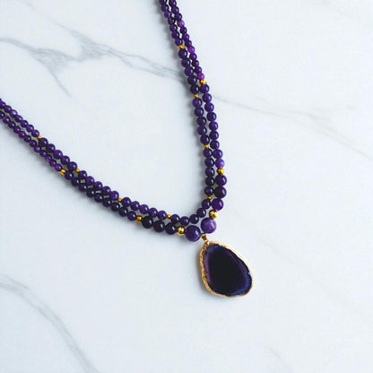 Amethyst Elegance Layered Necklace | Amethyst Stone - For Women | Includes: Necklace