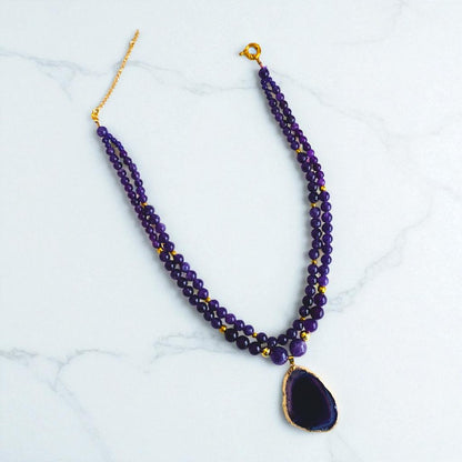 Amethyst Elegance Layered Necklace | Amethyst Stone - For Women | Includes: Necklace