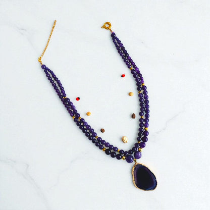Amethyst Elegance Layered Necklace | Amethyst Stone - For Women | Includes: Necklace