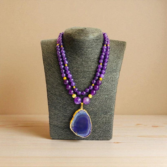 Amethyst Elegance Layered Necklace | Amethyst Stone - For Women | Includes: Necklace