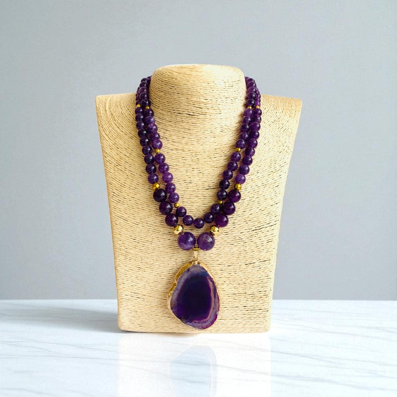 Amethyst Elegance Layered Necklace | Amethyst Stone - For Women | Includes: Necklace