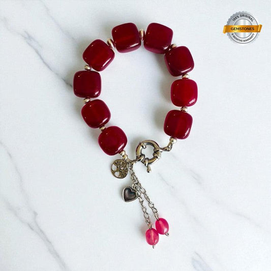 Ruby Aura Bracelet | Garnet Stone & stainless Steel – For Women | Includes: Bracelet