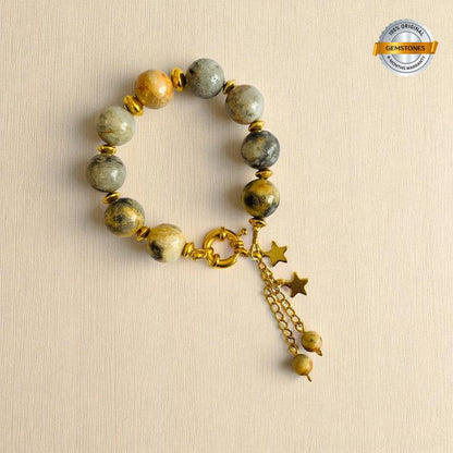 Passion Pulse Bracelet | Bumblebee Jasper Stone & 18k Gold Plated - For Women | Includes: Bracelet