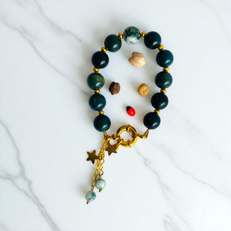 Emerald Grace Bracelet | Green Agate Stone & 18k Gold Plated - For Women | Includes: Bracelet