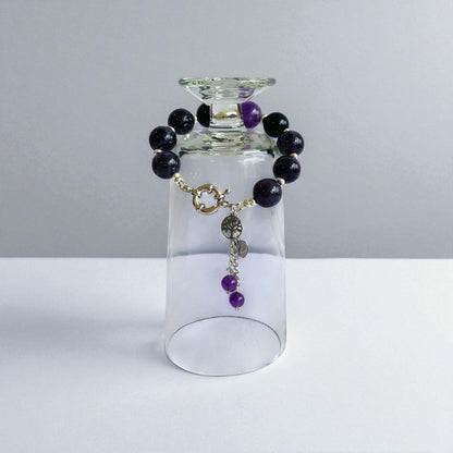 Vital Charm Bracelet | Black Obsidian & Amethyst - For Women | Includes: Bracelet