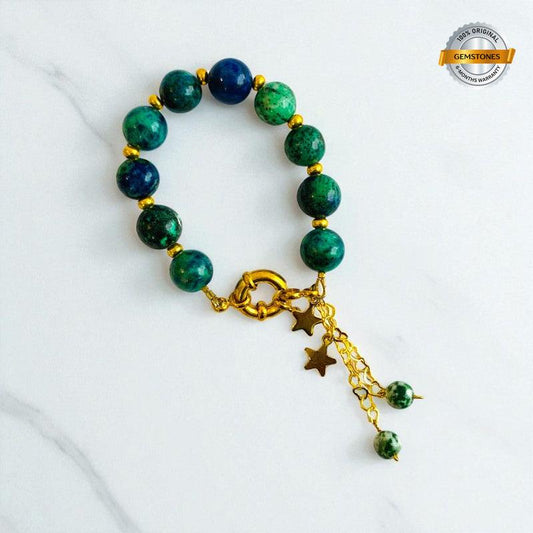 Grounded Grace Bracelet | Azurite Stone & 18k Gold Plated - For Women | Includes: Bracelet