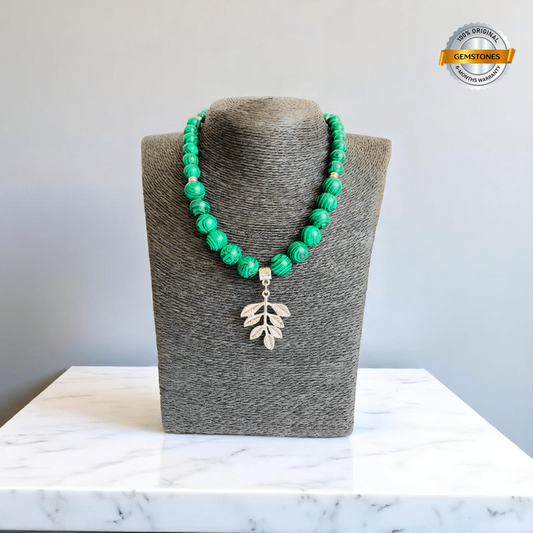 Verdant Charm Necklace | Malachite Jade Stone - For Women | Includes: Necklace
