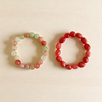Twinning Treasure Bracelets | Red-Natural Carnelian Stones – For Women | Includes: Bracelet ( Set of 2)