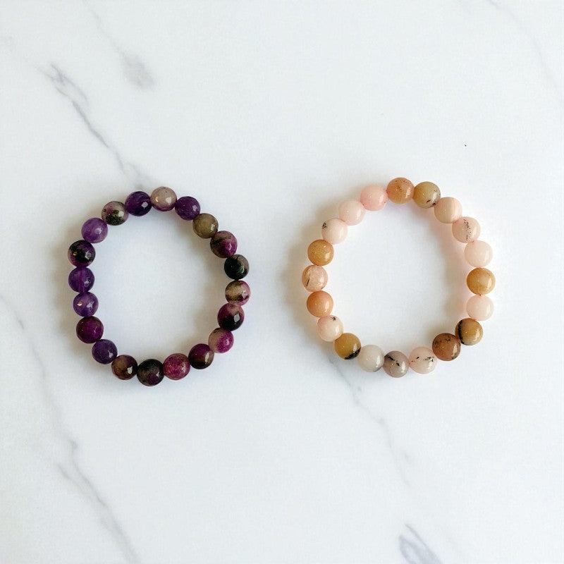 Serene Radiance duo | Honey Jade & Amethyst Stones – For Women | Includes: Bracelet ( Set of 2)