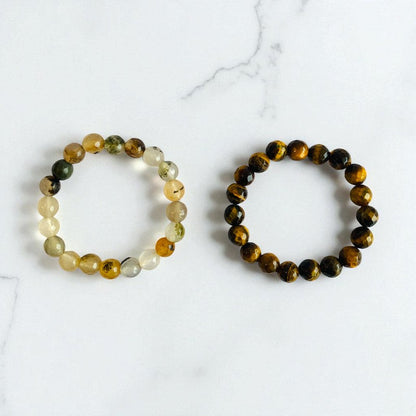 Power Duo Bracelets | Tiger Eye & Yellow Opal Stones – For Women | Includes: Bracelet (Set of 2)