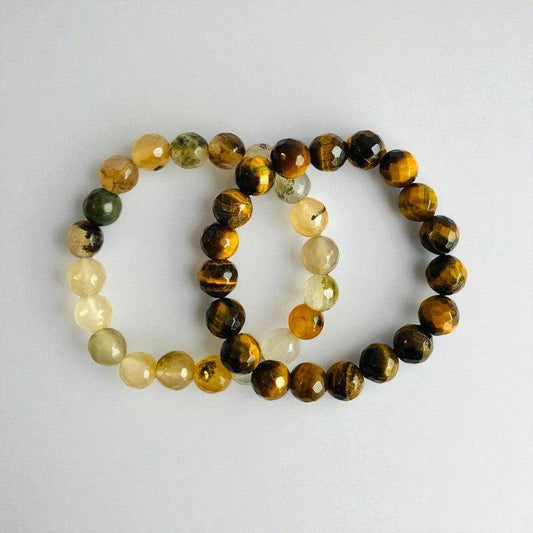 Power Duo Bracelets | Tiger Eye & Yellow Opal Stones – For Women | Includes: Bracelet (Set of 2)
