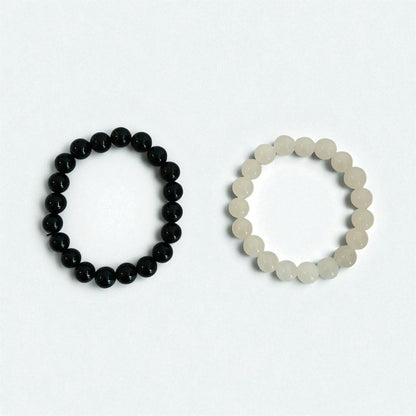 Lunar Shield Duo | Moonstone & Black Obsidian Stones – For Women | Includes: Bracelet (Set of 2)