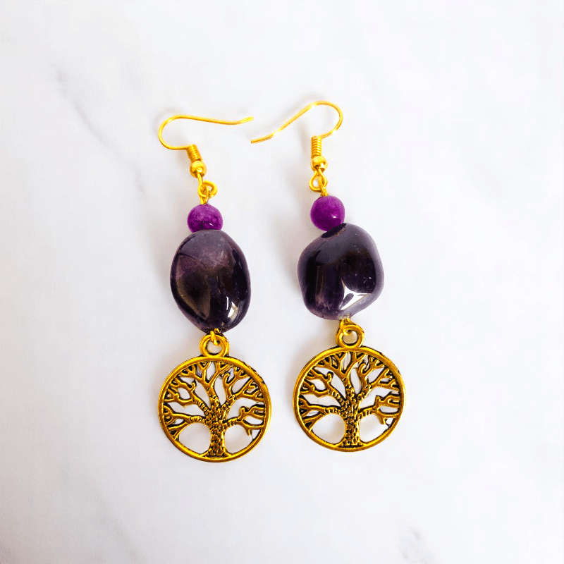 Soul Tree Set | Amethyst Stone - For Women | Includes: Necklace, Bracelet, Earring