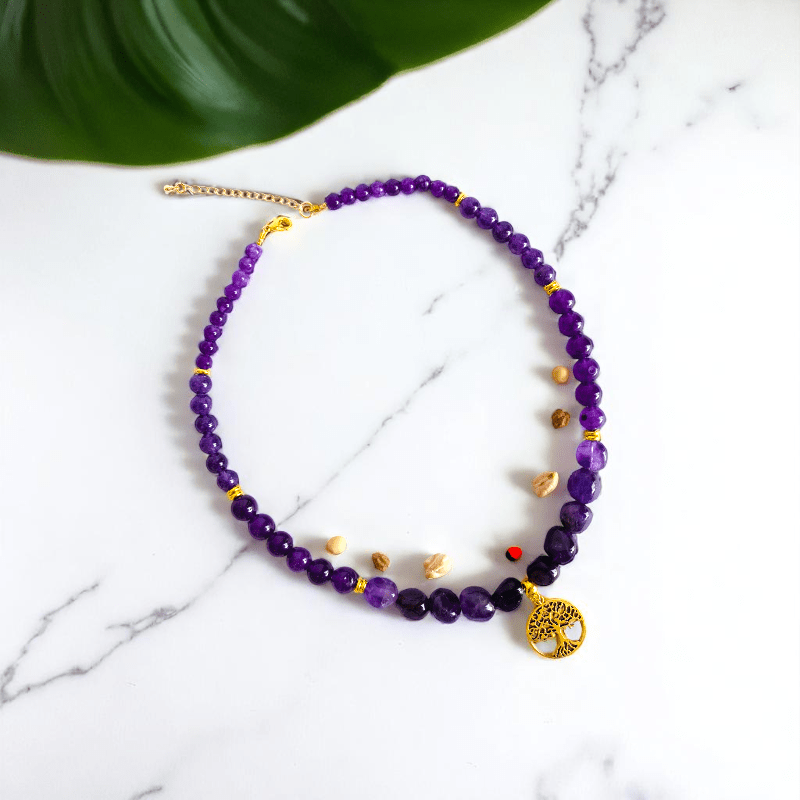 Spiritual Bloom Necklace | Amethyst Stone - For Women | Includes: Necklace