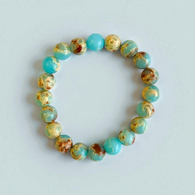 Ocean Whisper duo | Sea Sediment & Aqua Terra Jasper Stones – For Women | Includes: Bracelet (Set of 2)