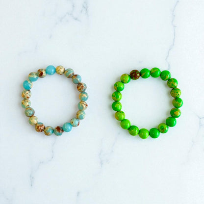 Ocean Whisper duo | Sea Sediment & Aqua Terra Jasper Stones – For Women | Includes: Bracelet (Set of 2)