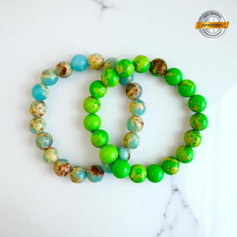 Ocean Whisper duo | Sea Sediment & Aqua Terra Jasper Stones – For Women | Includes: Bracelet (Set of 2)