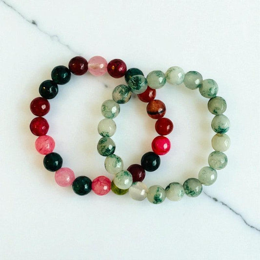 Ethereal Earth duo | Indian & Green Agate Stones – For Women | Includes: Bracelet (Set of 2)