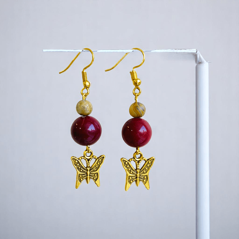 Painted Pebbles Set | Mookaite - For Women | Includes: Necklace, Bracelet, Earring