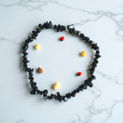 Mystic Flakes Dual Layer Bracelet | Snowflake Obsidian Chips – For Women | Includes: Bracelet