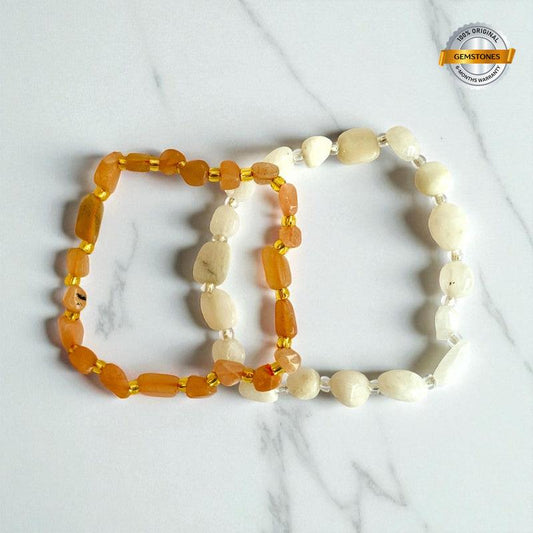 Lunar Glow | Genuine Moonstone - For Women | Includes: Bracelets (Set of 2)