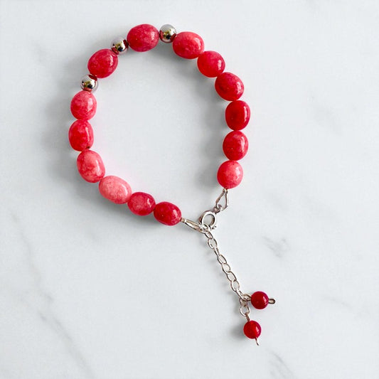 Blush Harmony Silver Bracelet | Pink Jade & 925 Silver – For Women | Includes: Bracelet