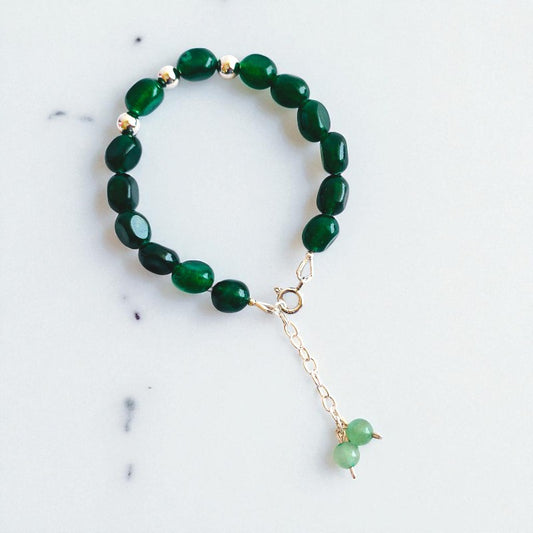 Emerald Serenity Silver Bracelet | Green Jade & 925 Silver – For Women | Includes: Bracelet