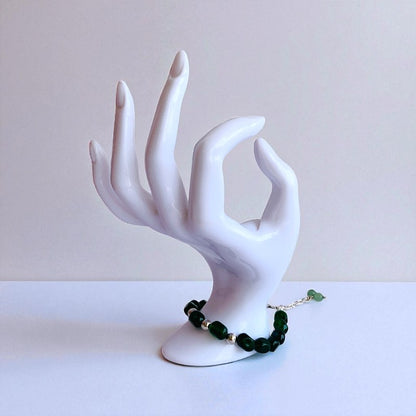 Emerald Serenity Silver Bracelet | Green Jade & 925 Silver – For Women | Includes: Bracelet