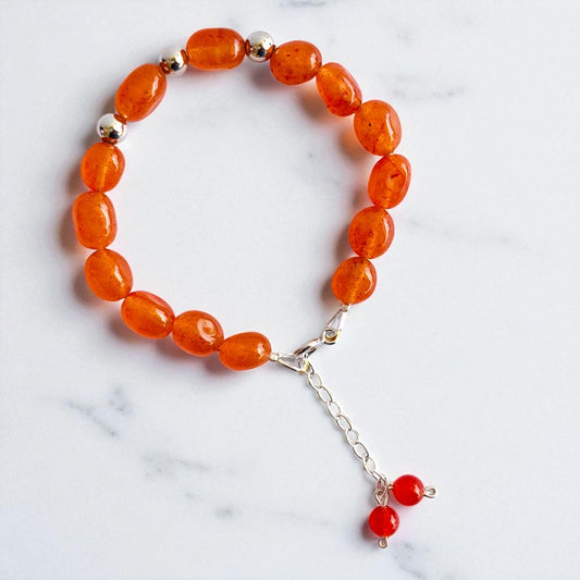 Jade Phoenix Silver Bracelet | Orange Jade & 925 Silver – For Women | Includes: Bracelet