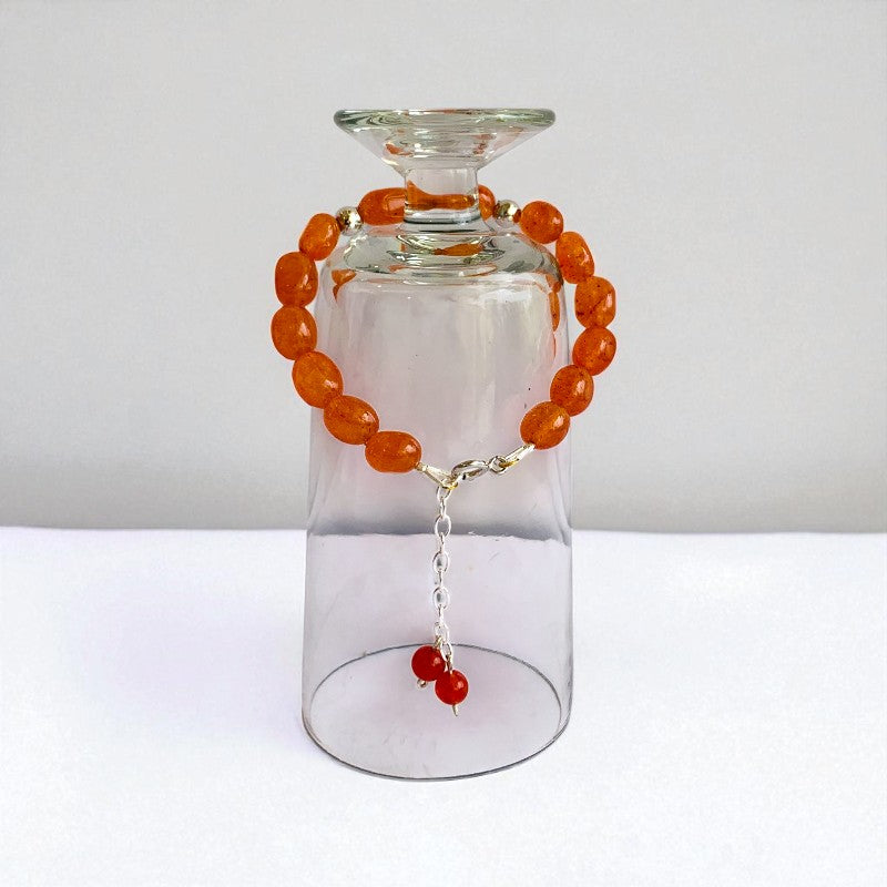 Jade Phoenix Silver Bracelet | Orange Jade & 925 Silver – For Women | Includes: Bracelet