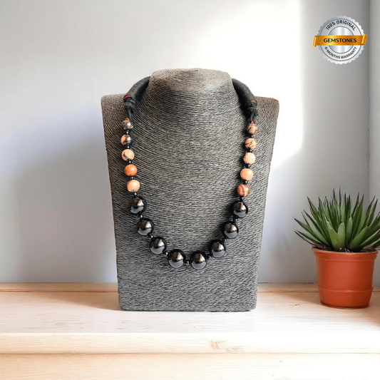 Protective Love Necklace | Black Obsidian & Rhodonite Stone - For Women | Includes: Necklace