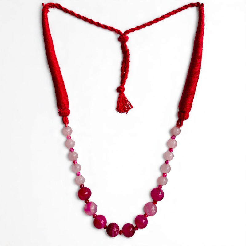 Blush Aura Necklace | Pink Banded Agate Stone - For Women | Includes: Necklace