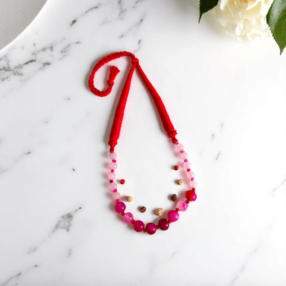 Blush Aura Necklace | Pink Banded Agate Stone - For Women | Includes: Necklace