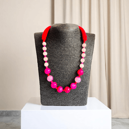 Blush Aura Necklace | Pink Banded Agate Stone - For Women | Includes: Necklace