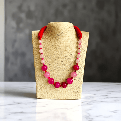 Blush Aura Necklace | Pink Banded Agate Stone - For Women | Includes: Necklace