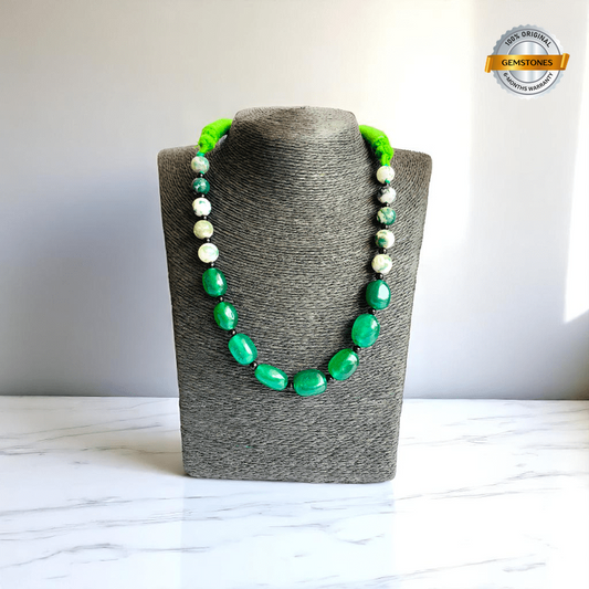 Verdant Balance Necklace | Green Aventurine & Tree Agate Stone - For Women | Includes: Necklace