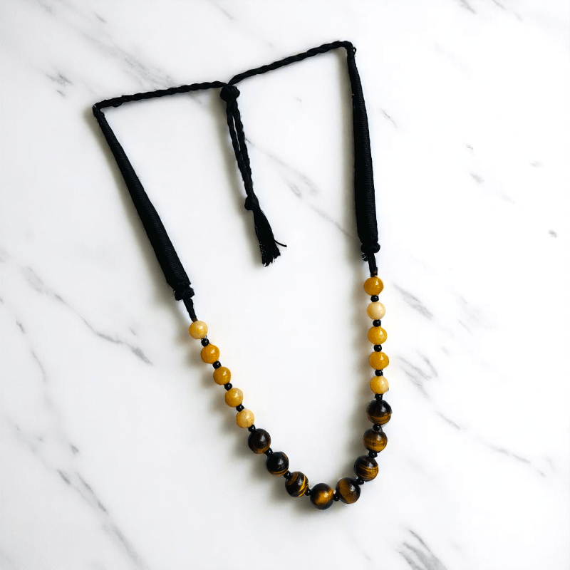 Solar Shield Necklace | Tiger Eye & Yellow Aventurine Stone - For Women | Includes: Necklace