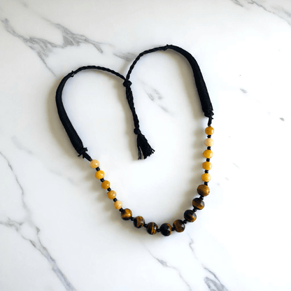 Solar Shield Necklace | Tiger Eye & Yellow Aventurine Stone - For Women | Includes: Necklace