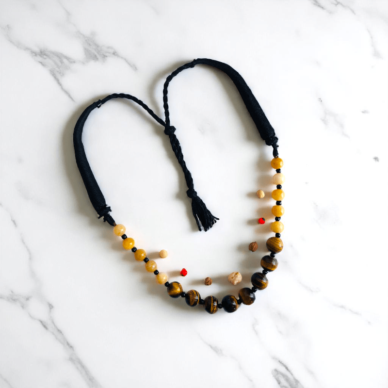 Solar Shield Necklace | Tiger Eye & Yellow Aventurine Stone - For Women | Includes: Necklace