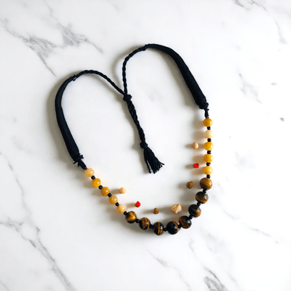 Solar Shield Necklace | Tiger Eye & Yellow Aventurine Stone - For Women | Includes: Necklace
