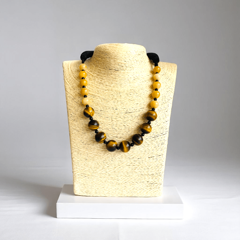 Solar Shield Necklace | Tiger Eye & Yellow Aventurine Stone - For Women | Includes: Necklace