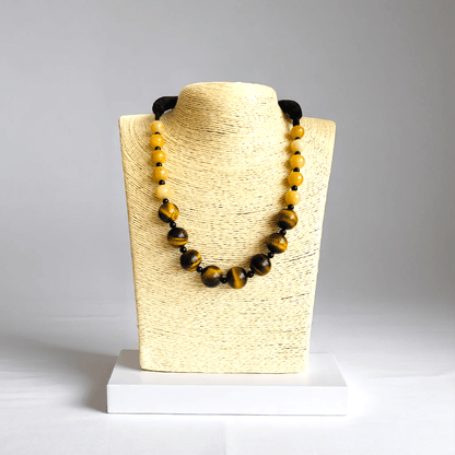 Solar Shield Necklace | Tiger Eye & Yellow Aventurine Stone - For Women | Includes: Necklace