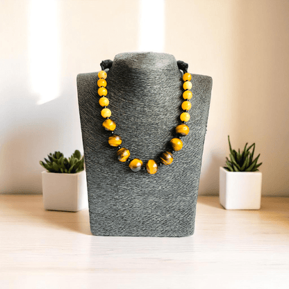 Solar Shield Necklace | Tiger Eye & Yellow Aventurine Stone - For Women | Includes: Necklace