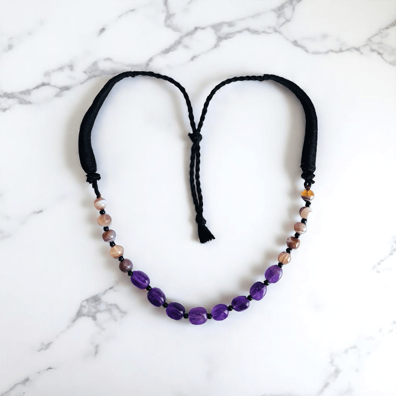 Serene Strength Necklace | Amethyst & Botswana Stone - For Women | Includes: Necklace