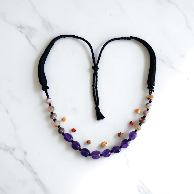 Serene Strength Necklace | Amethyst & Botswana Stone - For Women | Includes: Necklace