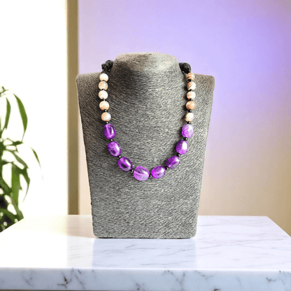 Serene Strength Necklace | Amethyst & Botswana Stone - For Women | Includes: Necklace