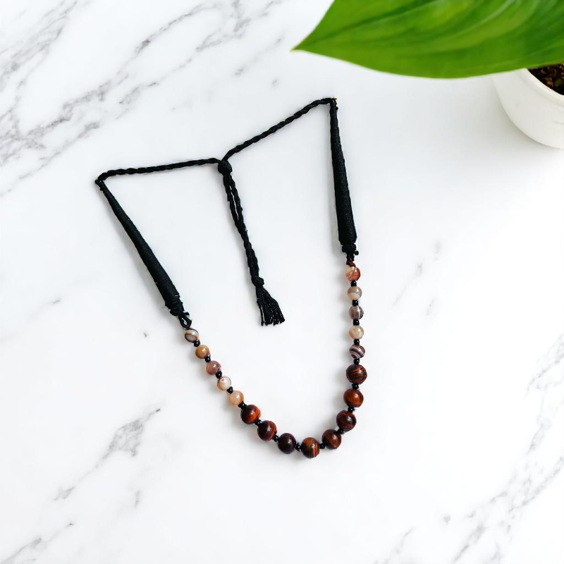 Fierce Earth Necklace | Red Tiger’s Eye & Botswana Stone - For Women | Includes: Necklace