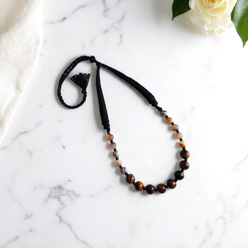 Fierce Earth Necklace | Red Tiger’s Eye & Botswana Stone - For Women | Includes: Necklace